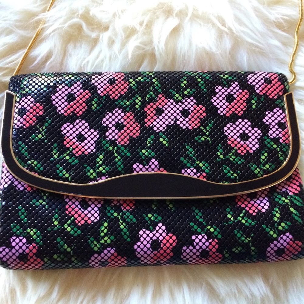 Felix Rey Black Floral Chainmail Purse